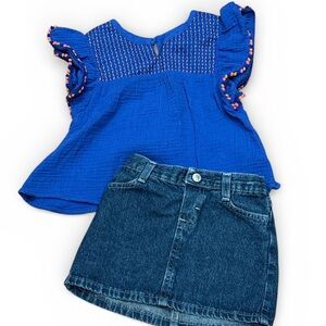 Cat & Jack Cobalt Blue Top and Denim Skirt Set